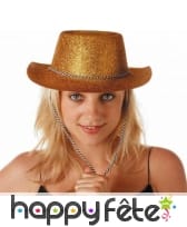 Chapeau de cowgirl doré avec paillettes