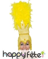 Coiffe de cabaret pailletté avec boa or, image 1