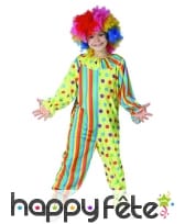 Combinaison de clown colorée à pois et rayures