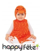 Costume de canard orange pour bébé, effet peluche