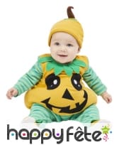 Costume de citrouille pour bébé, orange et vert