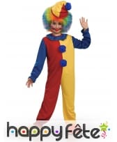 Costume de clown bicolore jaune rouge pour enfant