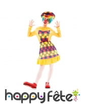 Costume de clown jaune à carreaux pour femme