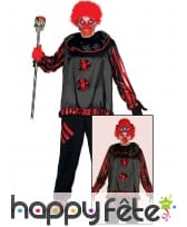 Costume de clown psychopathe rouge et noir, adulte, image 1