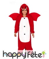 Costume de dragon rouge ventre blanc pour enfant