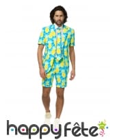 Costume d'été 3 pièces motif ananas pour homme