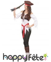 Costume de femme pirate avec corset marron, image 1