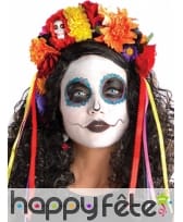 Couronne de fleurs Dia de los Muertos colorée