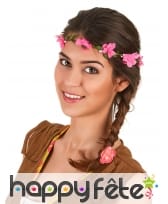 Couronne de fleurs roses en tissu