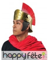 Casque de guerrier romain doré avec crête rouge