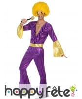 Combinaison disco holographique violet et or