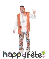 Costume de hippie pour homme, tunique orange
