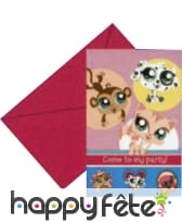 Cartes d'invitation + enveloppes Little Pet Shop