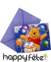 Cartes d'invitation + enveloppes Winnie l'Ourson