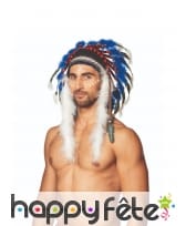 Coiffe d'indien avec perles et plumes colorées