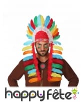 Coiffe d'indien avec plumes colorées pour adulte