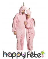 Combinaison de licorne rose à capuche pour femme