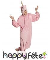 Combinaison de licorne rose avec capuche pour ado