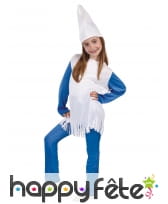 Costume de lutin bleu et blanc pour fille