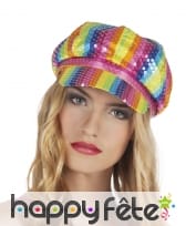 Casquette disco multicolore avec sequins