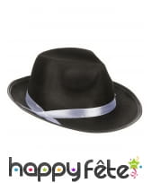 Chapeau de mafieux noir avec bande blanche, adulte, image 1