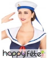 Chapeau de marin blanc et bleu, image 1