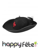 Chapeau de mousquetaire noir avec plumes, adulte, image 1