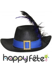 Chapeau de mousquetaire noir et bleu pour enfant