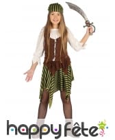 Costume de Miss pirate rayé marron et noir fille