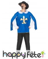 Costume de mousquetaire bleu pour adulte, image 1