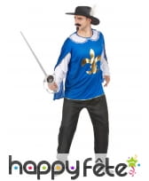 Costume de mousquetaire bleu pour adulte, image 2
