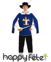 Costume de mousquetaire bleu pour adulte