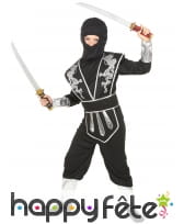 Combinaison de ninja noire argentée pour enfant, image 1