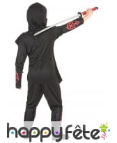 Costume de ninja noir et rouge avec tête de mort, image 3