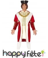 Costume de noble Moyen Age or et rouge chic