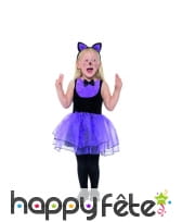 Costume de petit chat en tutu noir violet, enfant