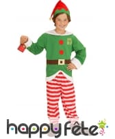 Costume de petit elfe de Noël rayé