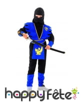 Costume de petit ninja bleu et noir