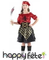 Costume de petite corsaire rouge effet velours, image 3