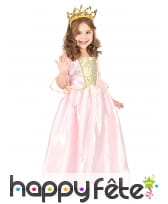 Costume de petite princesse rose coutures dorées, image 1