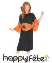 Costume de petite sorcière araignée noir orange