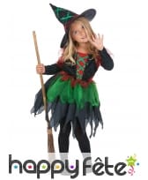 Costume de petite sorcière verte avec tulle