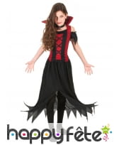 Costume de petite vampire dentelé noir et rouge