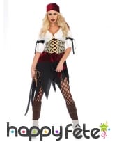 Costume de piratesse rouge velours et blanc