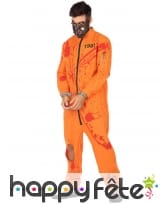 Costume de prisonnier orange ensanglanté, adulte