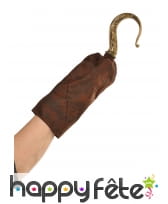 Crochet de pirate doré avec manche marron, adulte