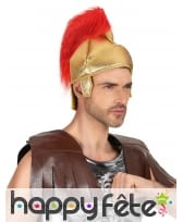 Casque de romain doré avec plums rouges, image 1