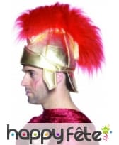 Casque de romain doré avec plums rouges, image 2