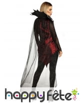 Costume de reine vampire rouge et noir avec cape, image 1