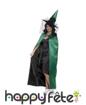 Cape de sorcière verte réversible
